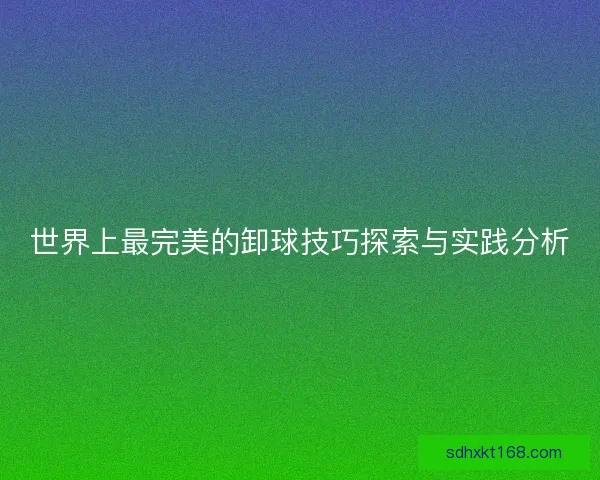 世界上最完美的卸球技巧探索与实践分析