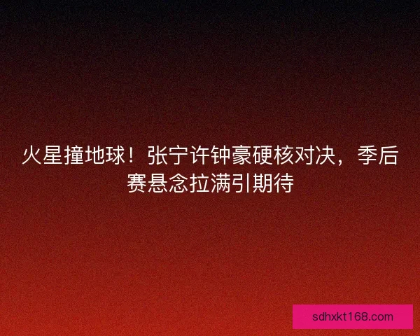 火星撞地球！张宁许钟豪硬核对决，季后赛悬念拉满引期待