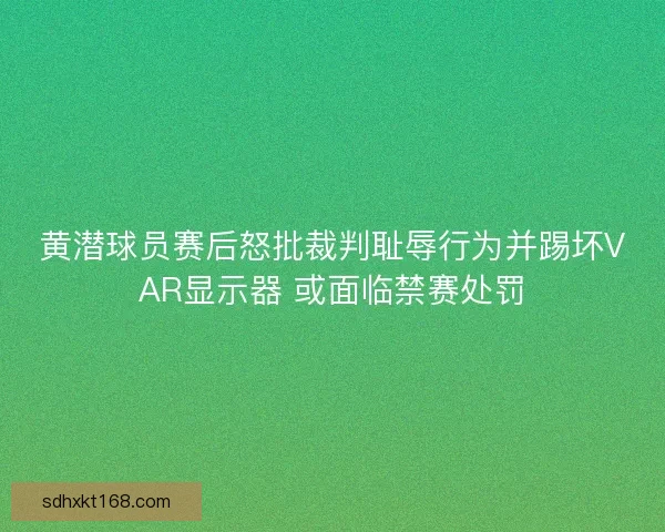 黄潜球员赛后怒批裁判耻辱行为并踢坏VAR显示器 或面临禁赛处罚