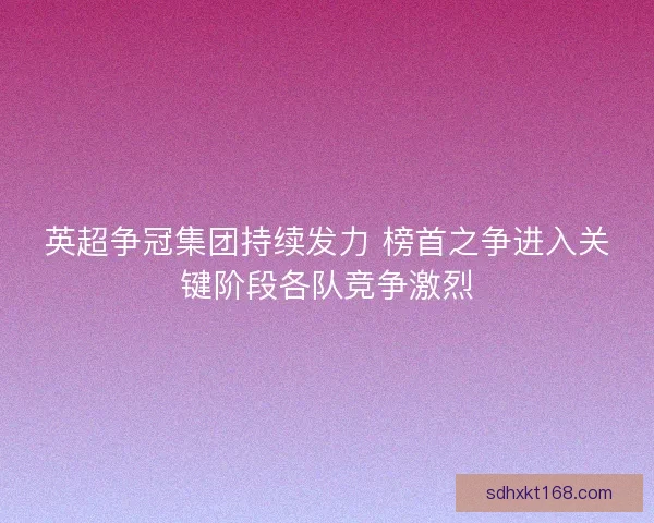 英超争冠集团持续发力 榜首之争进入关键阶段各队竞争激烈