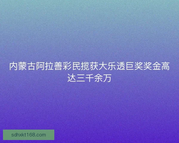 内蒙古阿拉善彩民揽获大乐透巨奖奖金高达三千余万